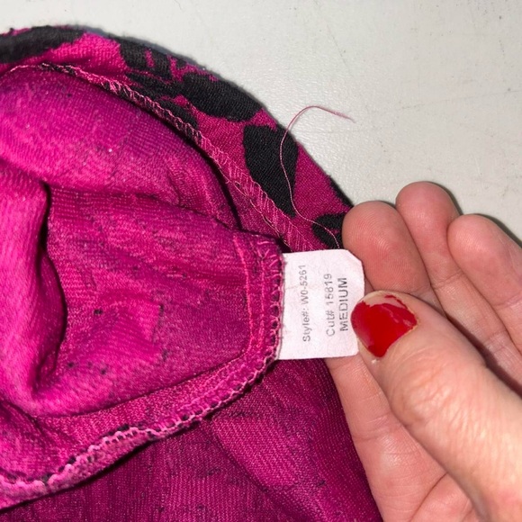 Aqua Pink and black floral print A-line dress with V-neck - Picture 4 of 5